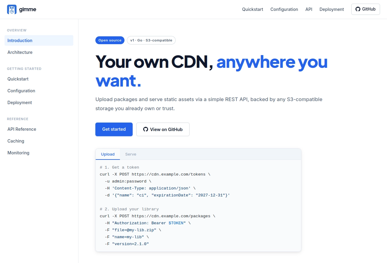 gimme — Self-hostable CDN
